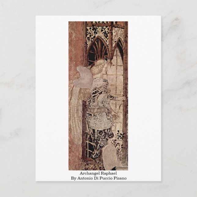 Archangel Raphael von Antonio Di Puccio Pisano Postkarte (Vorderseite)