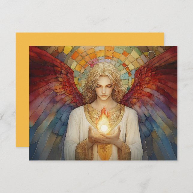Archangel Uriel Die Flamme Gottes Rainbow Mosaik Einladung (Vorne/Hinten)