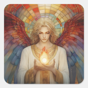 Archangel Uriel Die Flamme Gottes Rainbow Mosaik Quadratischer Aufkleber