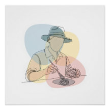 Archäologe eine Linie Kunst zusammenhängend einfac