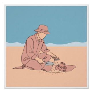 Archäologe, einfache Kunst aus einer Hand, kontinu Poster