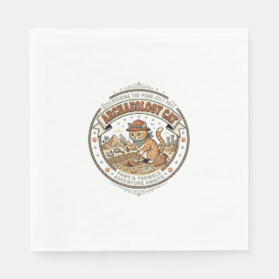 Archäologie Katze Archäologie Katze Vintage Vektor Serviette