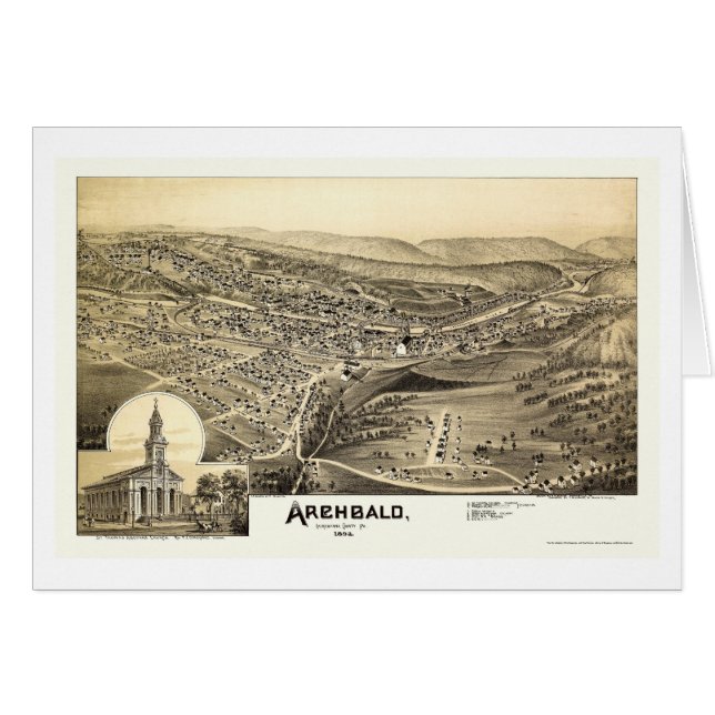 Archbald, panoramische Karte PAs - 1892 (Vorderseite (Horizontal))