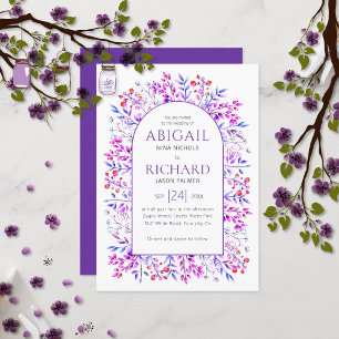 Arche mit Blätter und Beeren lila Winterhochzeit Einladung