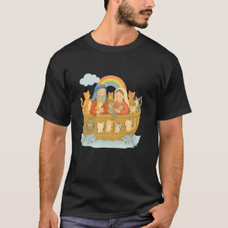 Arche Noah mit Katzen der religiösen christlichen T-Shirt