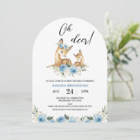 Arched Boys Blue Floral Oh Deer Baby Dusche