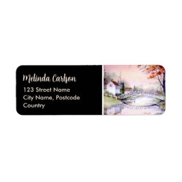 Arched Bridge Maine Autumn Watercolor Painting