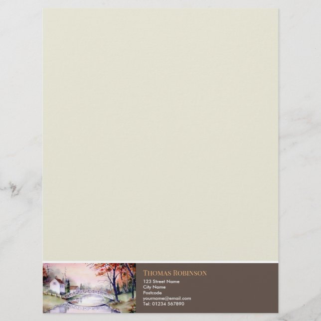 Arched Bridge New England Aquarellbilder Briefbogen (Vorderseite)