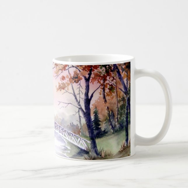Arched Bridge New England Aquarellbilder Kaffeetasse (Rechts)