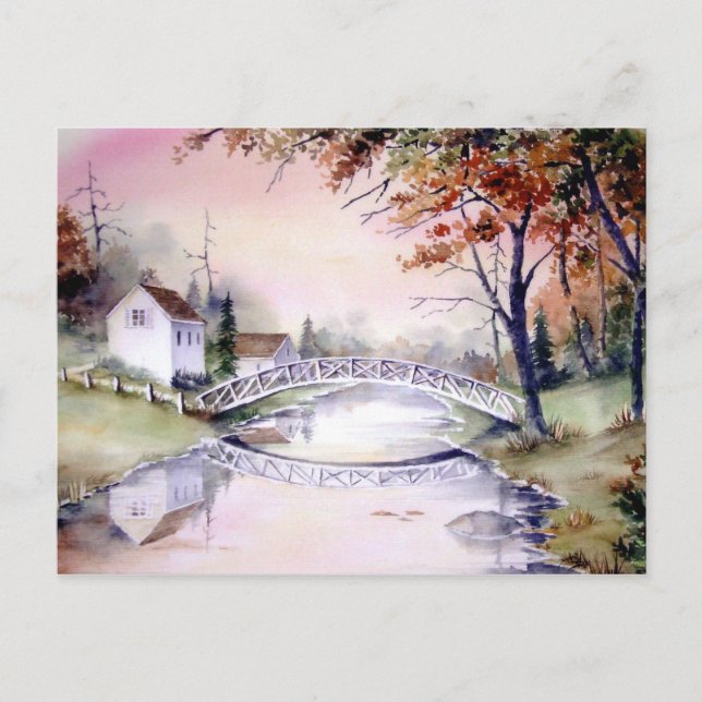 Arched Bridge Watercolor-Malerei Postkarte (Vorderseite)