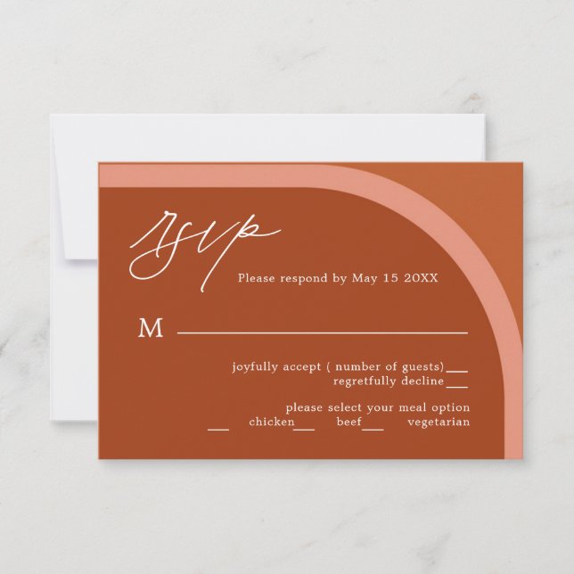 Arched Desert Terra Cotta Modern Wedding RSVP Card (Vorderseite)