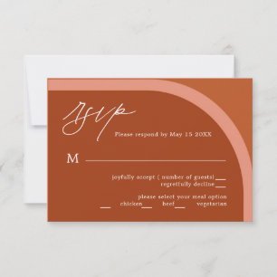 Arched Desert Terra Cotta Modern Wedding RSVP Card