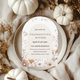 Arched Floral Erntedank Dinner Neutral Einladung