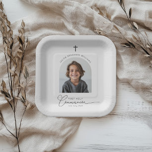 Arched Foto First Communion Boy Pappteller