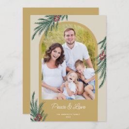 Arched Foto Winter Greenery Peace & Liebe Feiertagskarte