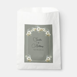 Arched Sage Green Floral wedding favor bag Geschenktütchen