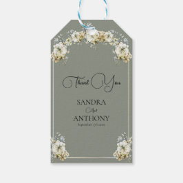 Arched Sage Green Floral Wedding Gift Tags Geschenkanhänger