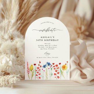 ARched Wildblume Border Celebrate Birthday Einladung