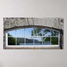 Arched Window - Fake View of Sottish Loch Poster