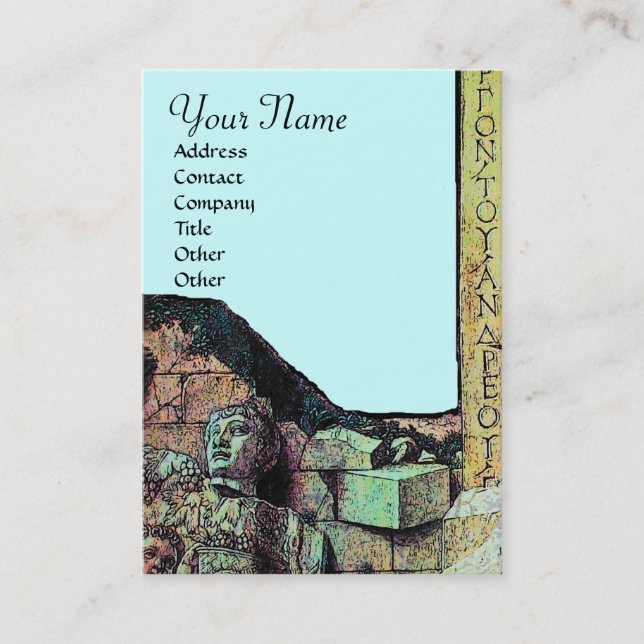 ARCHEO/Antiquar, Archäologie-Monogramm, Aquamarin  Visitenkarte (Vorderseite)