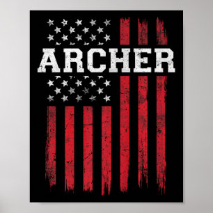 Archer American Flag Usa Patriot Patriotic Archery Poster
