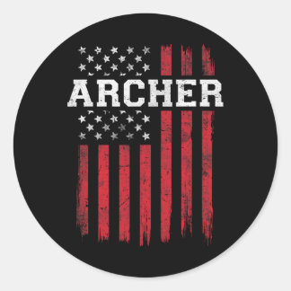 Archer American Flag USA Patriot Patriotic Archery Runder Aufkleber