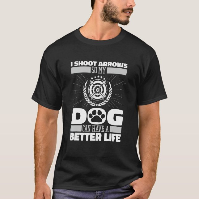 Archer Dog Bow Bowman Arrow Ziel Bogenschießen T-Shirt (Vorderseite)