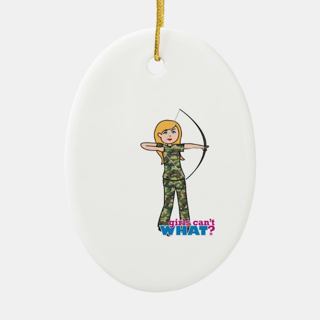 Archer Girl in Camouflage - leicht Keramik Ornament (Vorne)