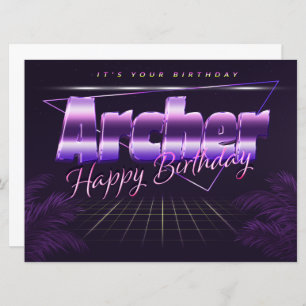 Archer Name Vorname lila retro Karte Geburtstag