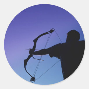 ARCHER SILHOUETTE BOW MAN RUNDER AUFKLEBER