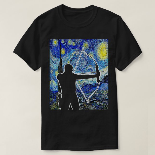 Archer Starry Night Van Gogh Bow Jagdarchie T-Shirt (Design vorne)