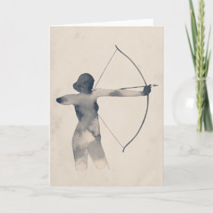 Archeress Watercolor Silhouette Karte