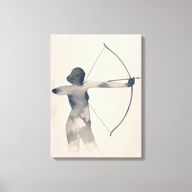 Archeress Watercolor-Silhouette Leinwanddruck (Vorderseite)