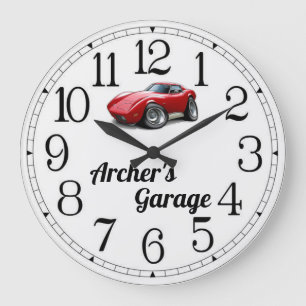 Archer's Corvette Garage Große Wanduhr