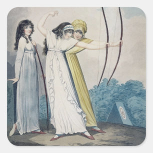 Archers, graviert von J.H. Wright (fl.1795-1838) u Quadratischer Aufkleber