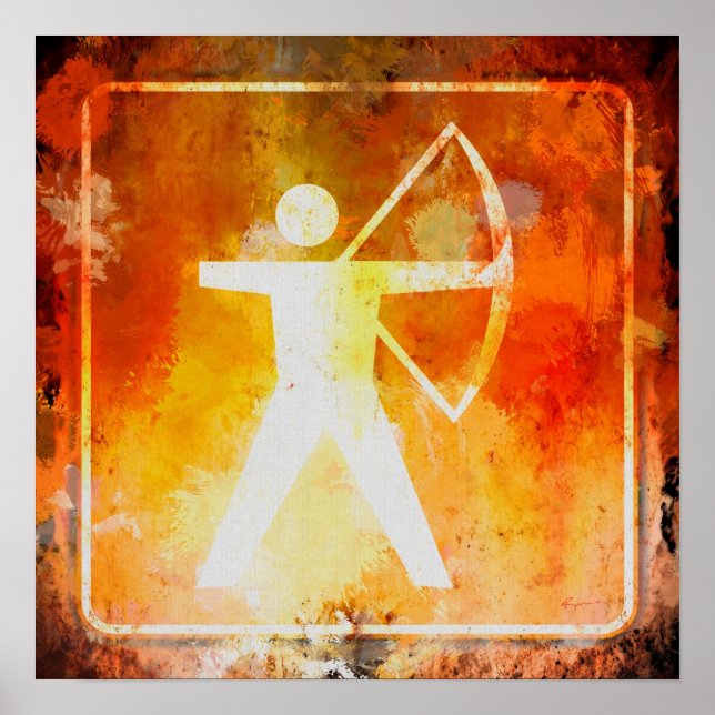 Archery Ahead Highway Sign Grunge Poster (Vorne)