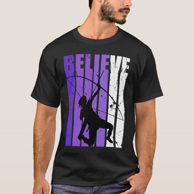 Archery Archer Believe Silhouette Colorful Purple T-Shirt (Vorderseite)
