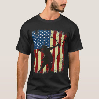 Archery Arrow American Flag Bow Jagd Hunte T-Shirt