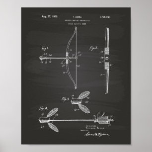 Archery Bow 1929 Chalkboard für Patentkunst Poster