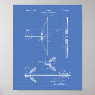 Archery Bow 1929 Patent Art Blueprint Poster