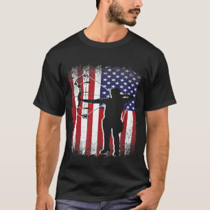 Archery Bow Sport Vintag Art Usa Flag Archery Bow T-Shirt