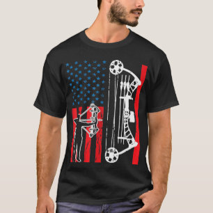Archery Bow Sports Vintag Art Usa American Flag T-Shirt