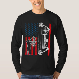 Archery Bow Sports Vintag Art Usa American Flag T-Shirt