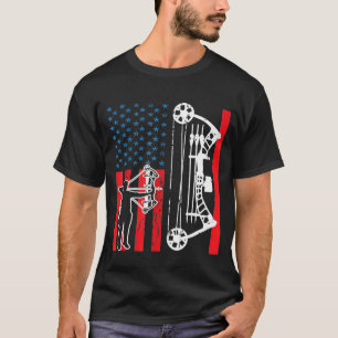 Archery Bow Sports Vintag Art Usa American Flag T-Shirt