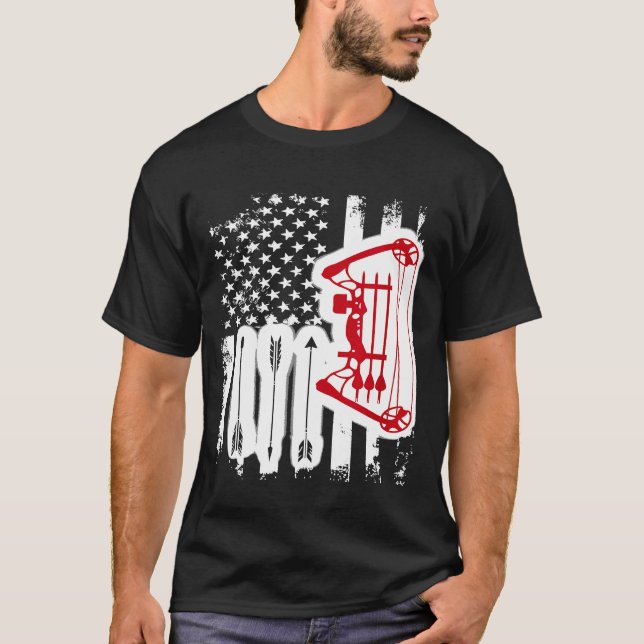 Archery Compound Bow American Flag Coolen US-Patri T-Shirt (Vorderseite)