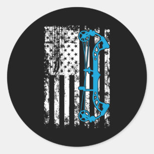 Archery Compound Bow USA American Flag  Runder Aufkleber