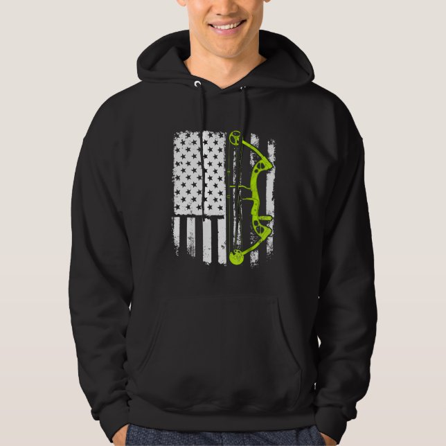 Archery Compound Bow Usa Flag Hoodie (Vorderseite)