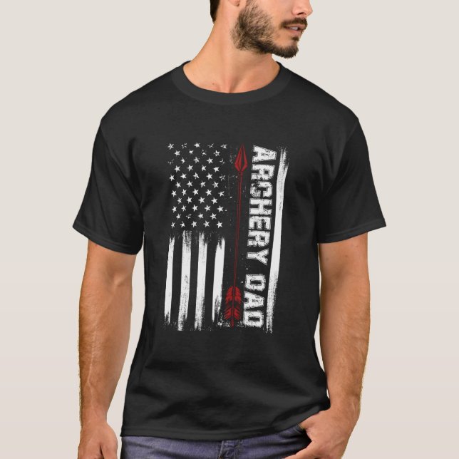 Archery Dad Usa Red White Flag T-Shirt (Vorderseite)