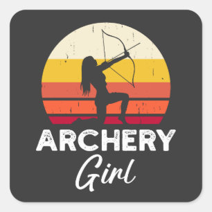 Archery Girl Bow und Arrow Quadratischer Aufkleber