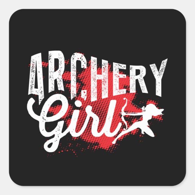 Archery Girl Quadratischer Aufkleber (Vorderseite)